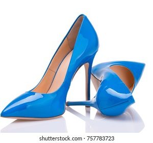 blue heeled shoes